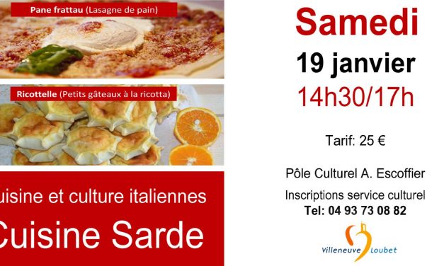 Cours de cuisine sarde à Villeneuve-Loubet