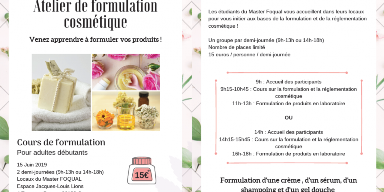 ATELIER COSMETIQUE – FORMULATION