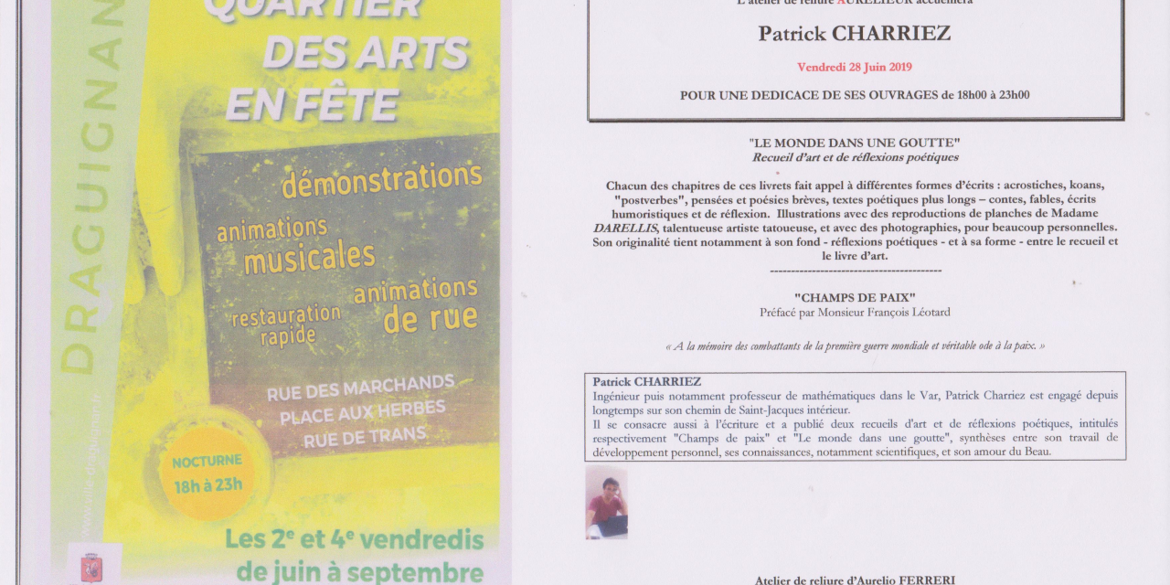 NOCTURNE QUARTIER DES ARTS EN FETE – DEDICACE D’AUTEUR Patrick CHARRIEZ
